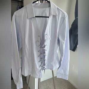 Light blue lace-up shirt